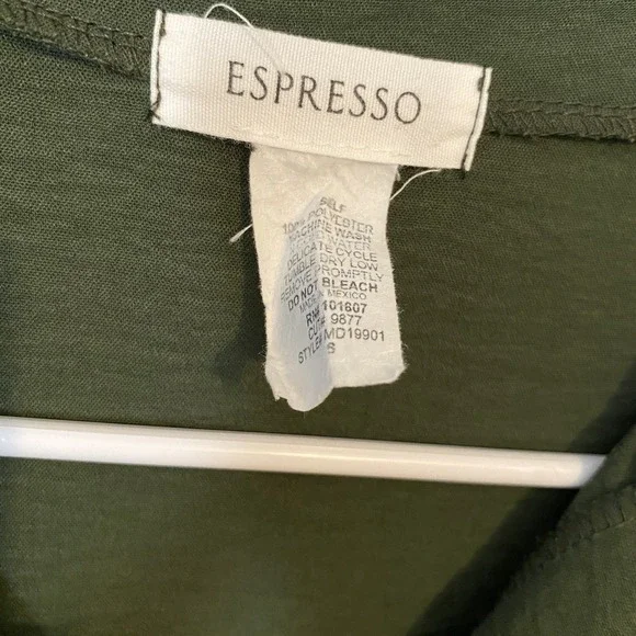 Olive Green Loose Fit short sleeve Midi T-Shirt Dress S/M espresso EUC POCKETS - Picture 3 of 7